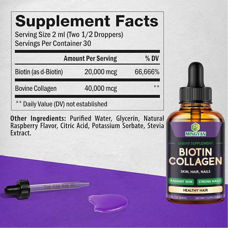 Biotin Collagen Liquid - Manufacturer 20000mcg 40000mcg Hair Skin Nails