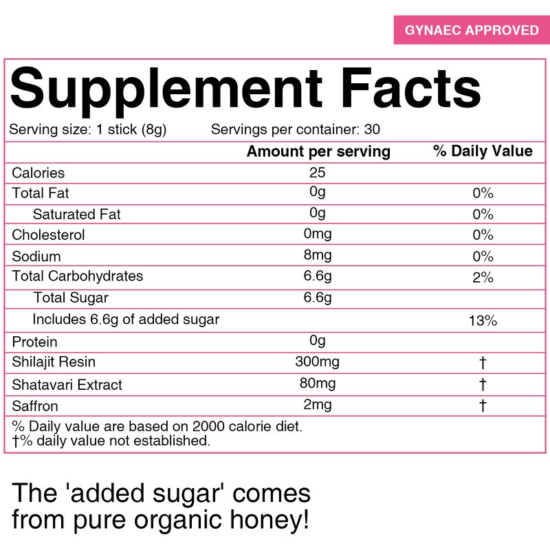 Honey Sticks - Manufacturer Women's Hormone Shilajit Shatavari Saffron Gynaec