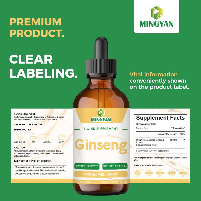 Panax Ginseng Drops - Manufacturer Organic Korean Root Overall Well-Being Immune