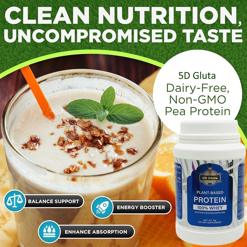 5D Gluta Protein Powder - Manufacturer 100% Whey Plant-Based Vegan Pea Gluten Free