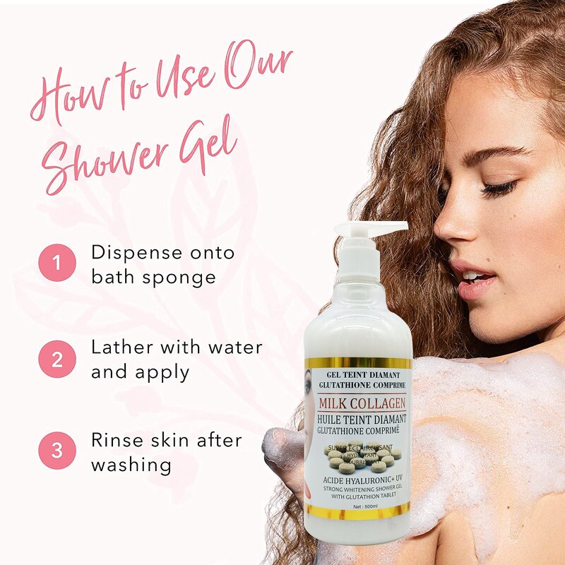 Diamond Gluta Shower Gel - Manufacturer Milk Collagen HA C+ UV Whitening Tablet