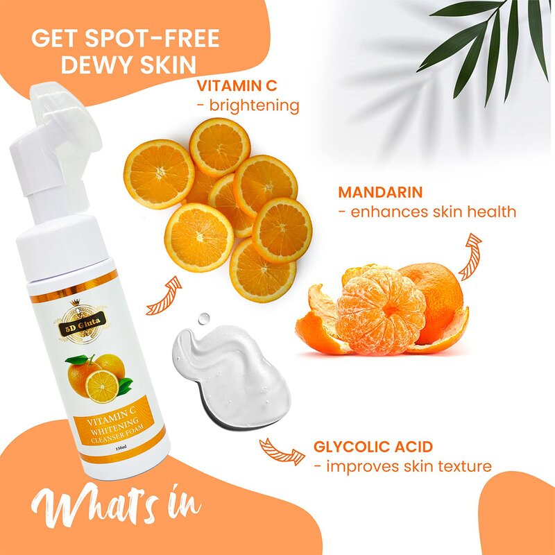 5D Gluta Cleanser - Manufacturer Vitamin C Whitening Foam Deep Clean Moisturizing