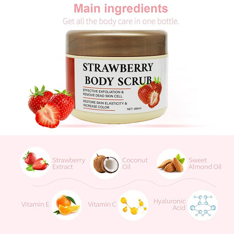 5D Gluta Strawberry Scrub - Manufacturer Exfoliation Remove Dead Skin Lighten Elasticity