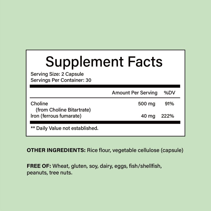 Prenatal Supplement Manufacturer - Private Label Choline 500mg with Iron 40mg
