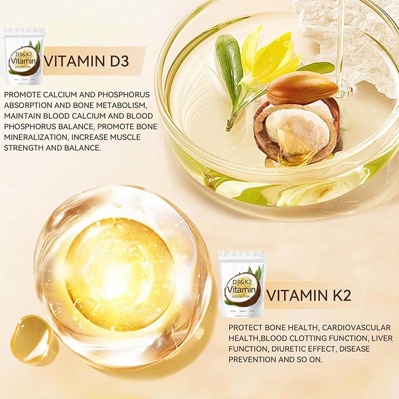 Factory Direct Vitamin D3 K2 Soft Capsule for Adults Teenagers Pregnant Women