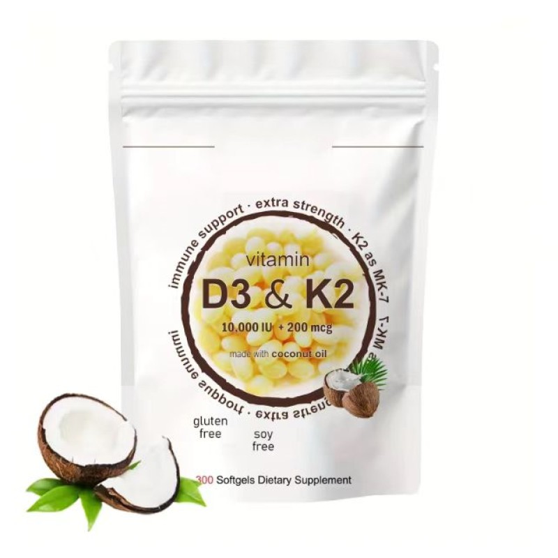 Factory Wholesale OEM Vitamin D3 Capsules for Heart Immune Health D3 K2 Softgels