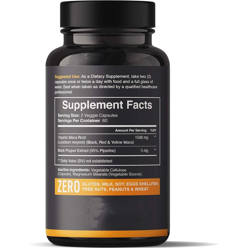 Black Maca Capsules - Manufacturer OEM Men Strength Endurance Function Support