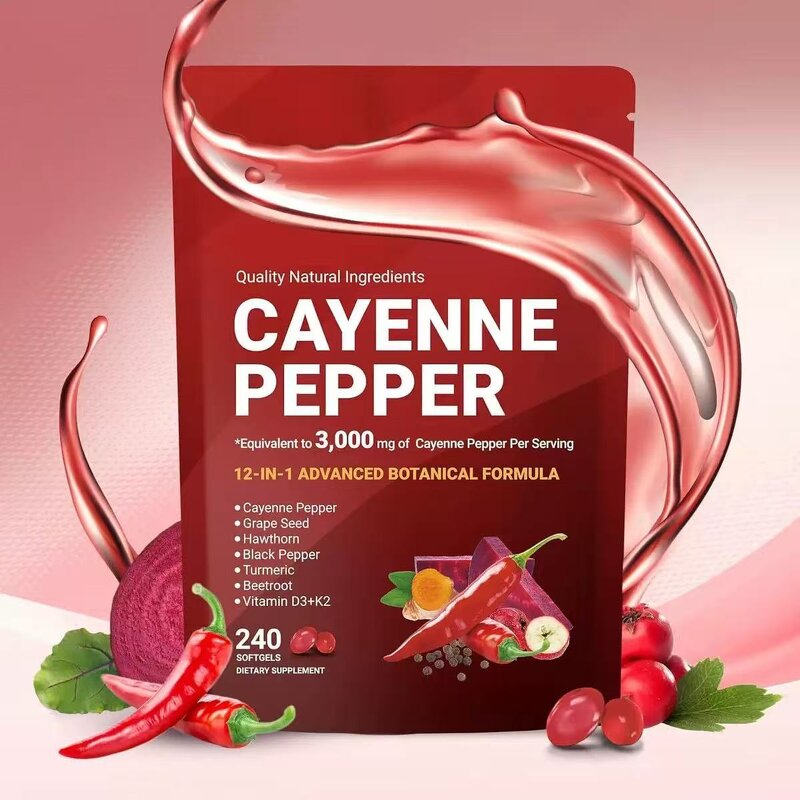 Cayenne Pepper Softgels - Manufacturer 240 Pcs Veins Heart D3 K2 Grape Seeds