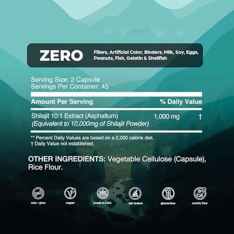 Shilajit Capsules - Manufacturer Tianyuan 10000mg 85 Trace Minerals Fulvic Acid