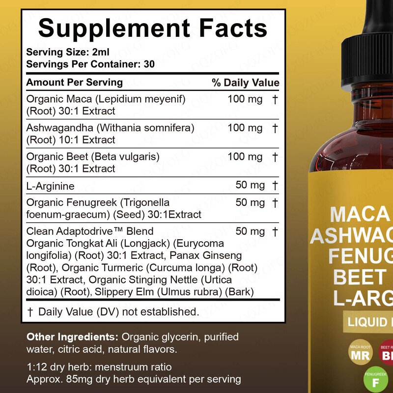 Maca Liquid Drops - Manufacturer Private Label Ashwagandha Fenugreek L-Arginine