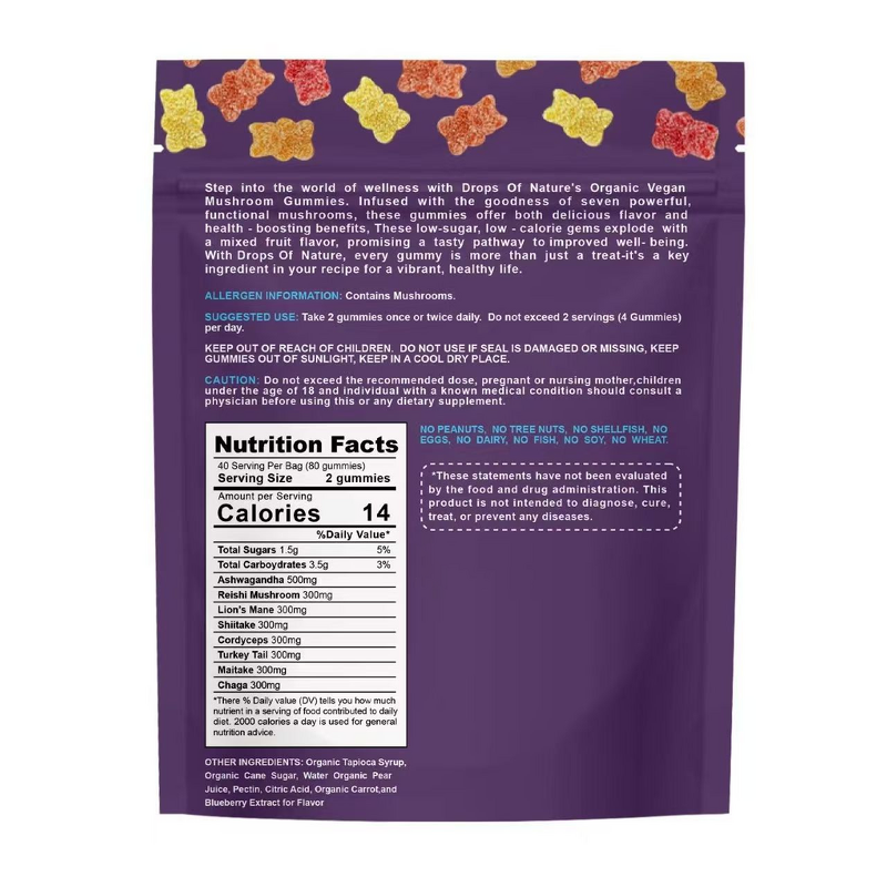 Lion's Mane Gummies - Manufacturer Tianyuan Organic Immune Cognitive Memory