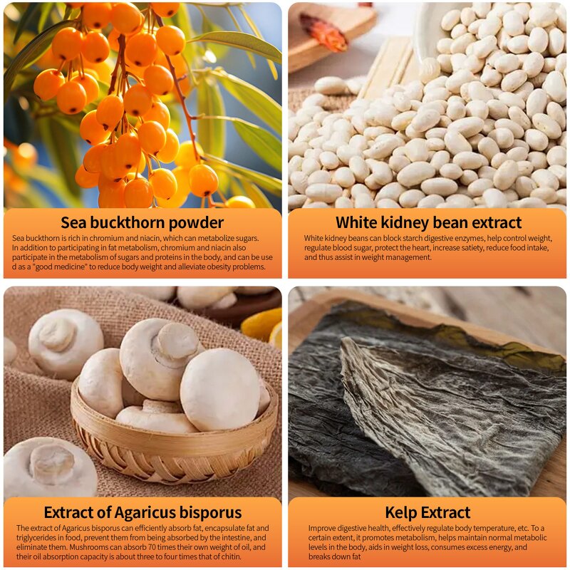 Weight Loss Tablets - Manufacturer 7-DAY Sea-buckthorn White Kidney Bean Kelp