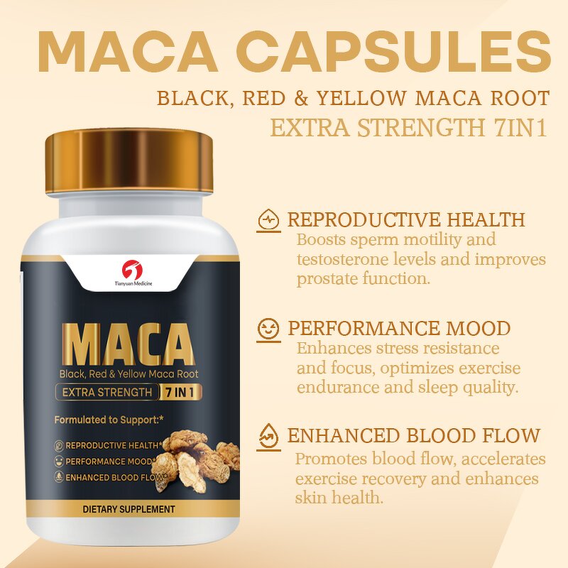 Black Maca Capsules - Manufacturer OEM 1500mg Men Energy Strength Vegan