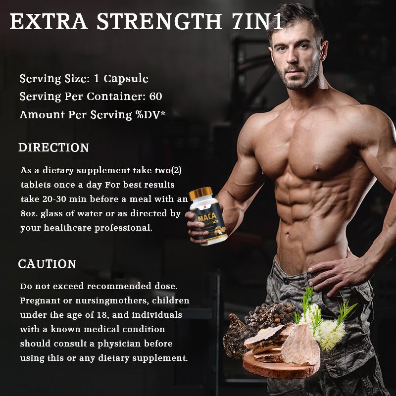 Black Maca Capsules - Manufacturer OEM 1500mg Men Energy Strength Vegan