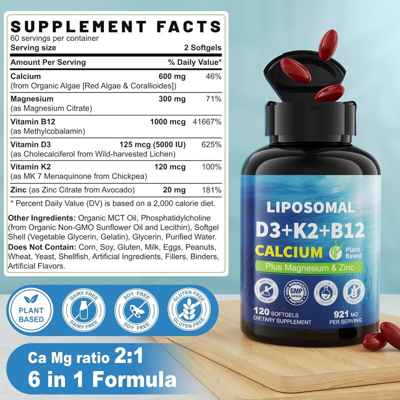 Liposomal Vitamin D3 K2 Capsules Manufacturer - Vigoworld 6-in-1 Vegan for Bone