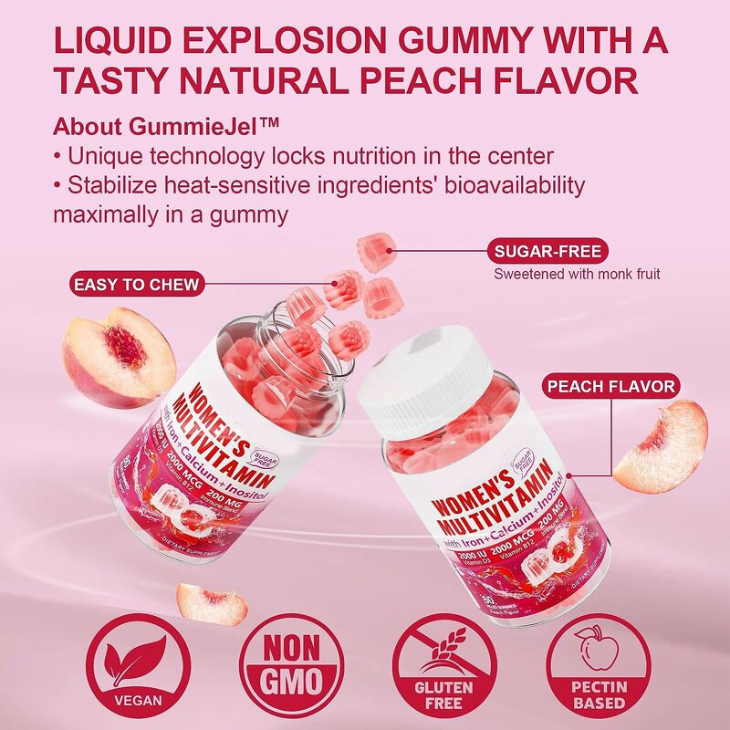 Multivitamin Gummies Manufacturer - OEM Center Filled for Women with Algae Calcium Iron