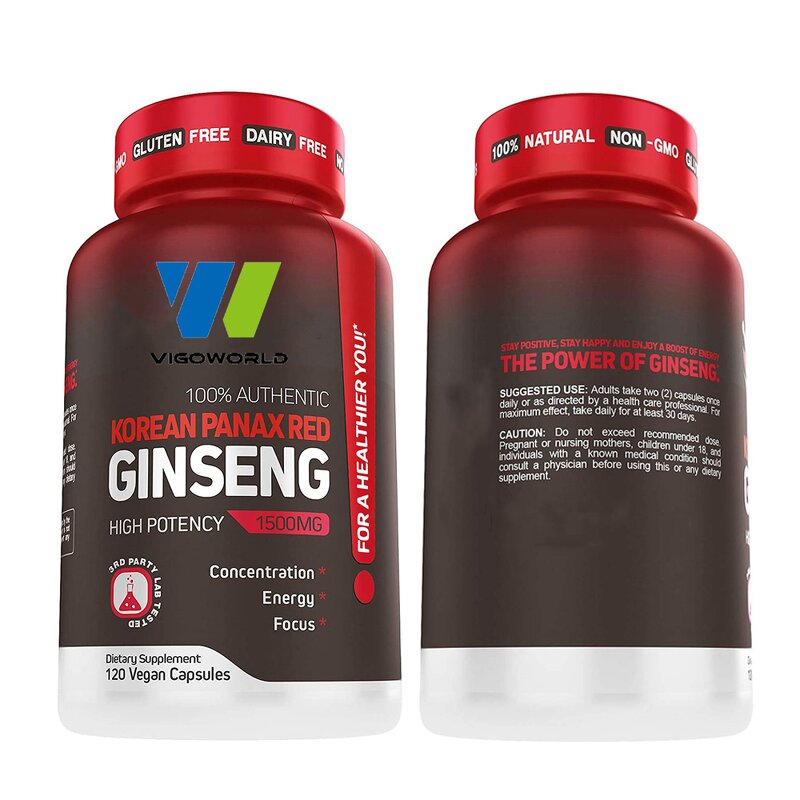 Ginseng Capsules Manufacturer - Vigoworld Red Panax with Ginkgo Ashwagandha Beet Root