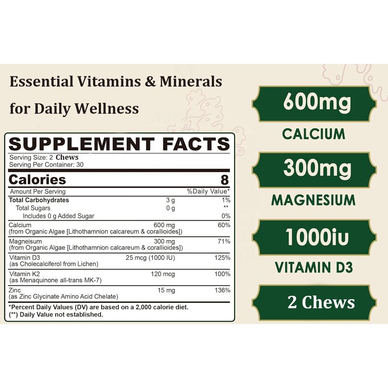 Calcium Chews Manufacturer - Caramel Flavor with Vitamin D3 for Adults & Kids