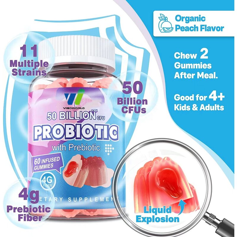 Probiotic Gummies Manufacturer - Best Selling Vegan 50 Billion CFU for Digestion