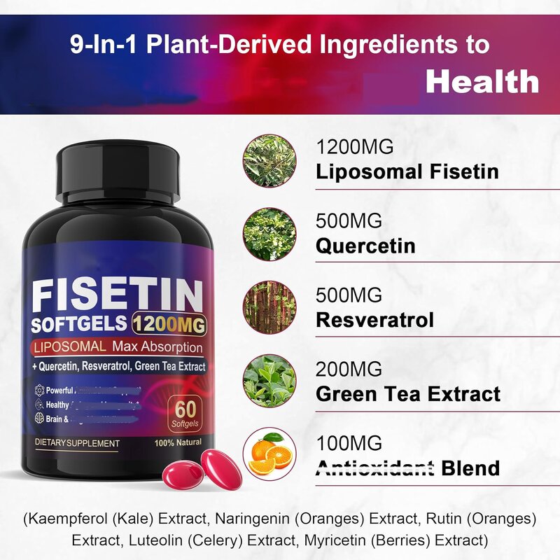 Fisetin Softgel Capsules Manufacturer - Vigoworld Private Label with Quercetin for Immune & Heart