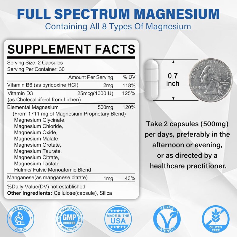 Magnesium Capsules Manufacturer - Vigoworld Vegan Citrate & Glycinate for Sleep & Muscle