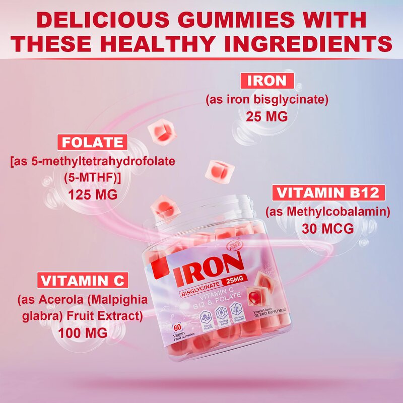 Iron Gummies Manufacturer - Sugar Free 25mg Supplement for Women & Men