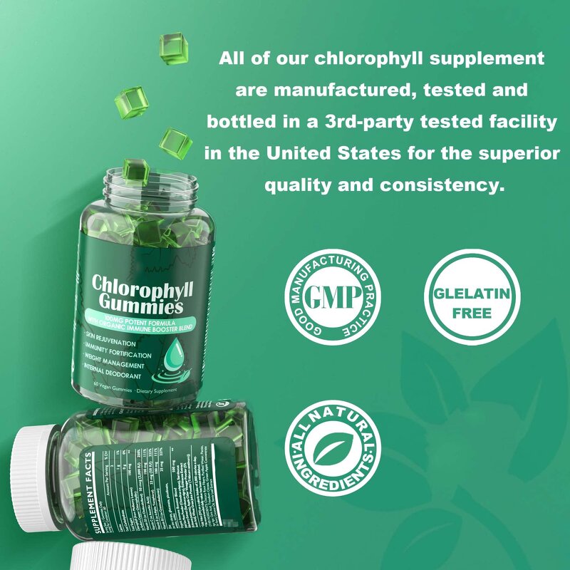 Chlorophyll Gummies Manufacturer - with Sambucus Echinacea ACV Wheat Grass