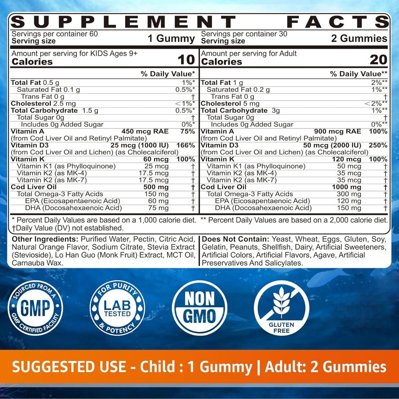 Cod Liver Oil Gummies Manufacturer - 1000mg for Kids & Adults Omega 3 Immune Support