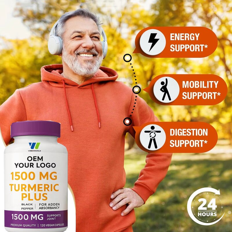 Turmeric Curcumin Capsules Manufacturer - Vigo with Black Pepper for Joint & Immune