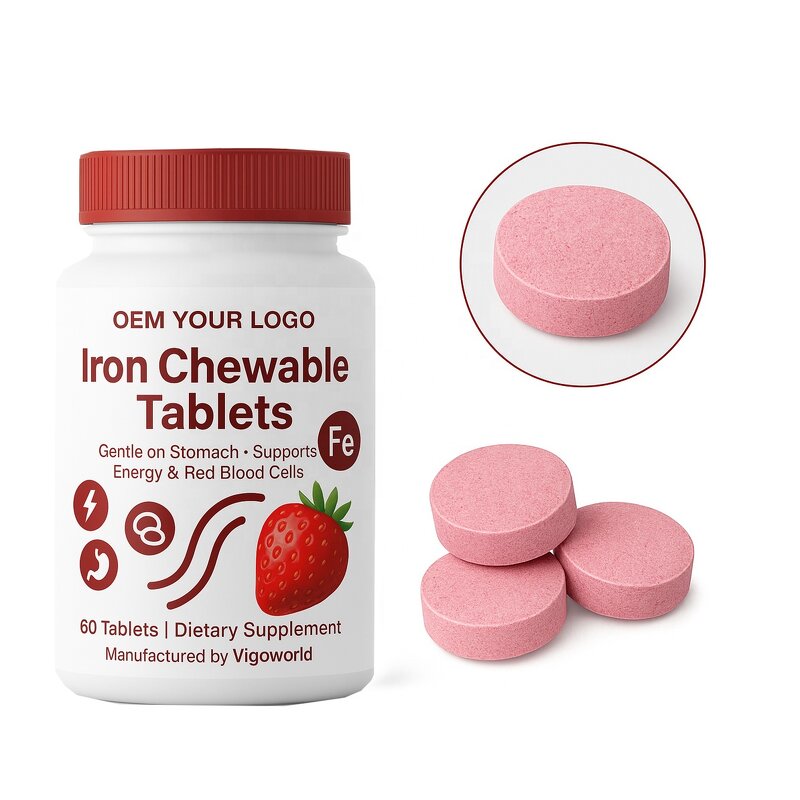Iron Chewable Tablet Manufacturer - Vigoworld Vegan 65mg with Vitamin C & Folate