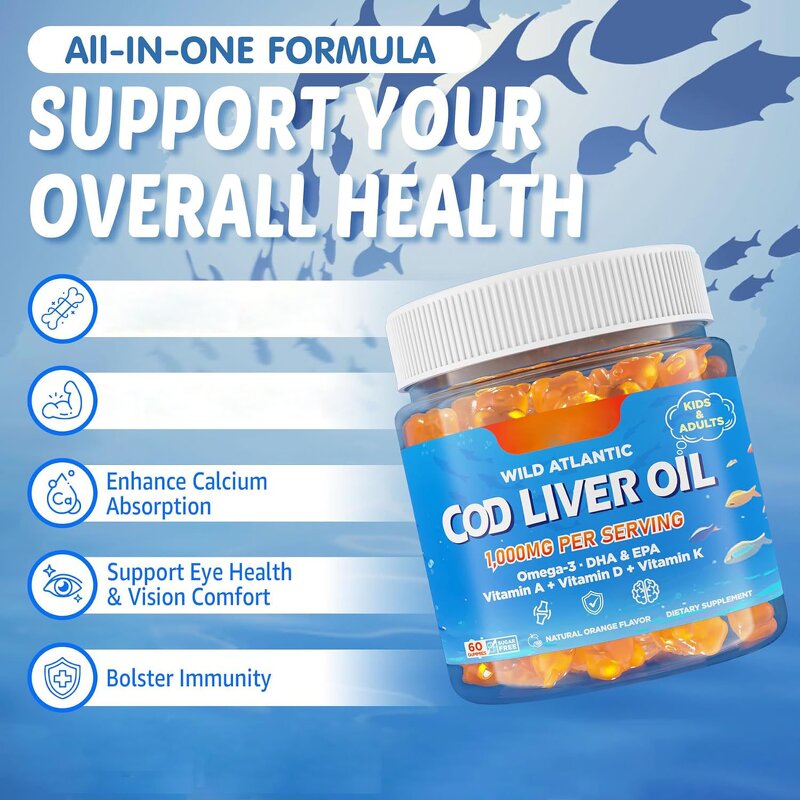 Cod Liver Oil Gummies Manufacturer - 1000mg for Kids & Adults Omega 3 Immune Support