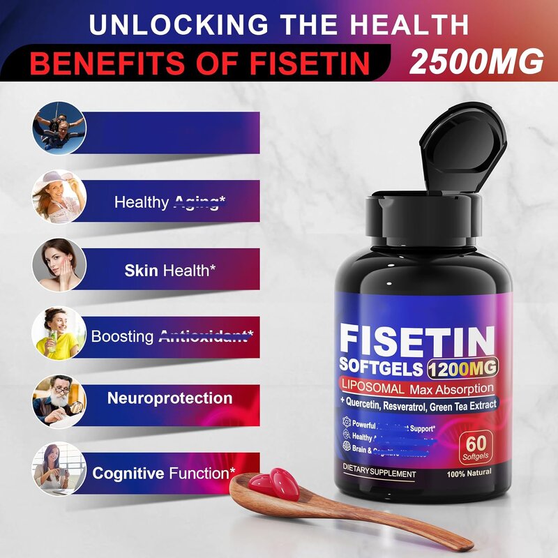 Fisetin Softgel Capsules Manufacturer - Vigoworld Private Label with Quercetin for Immune & Heart
