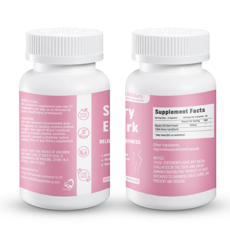 Slippery Elm Capsules Manufacturer - Hot Sale 1000mg for Wetness