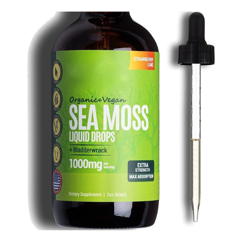 Sea Moss Oil Drops - Manufacturer Custom Label Organic Vegan Irish 2oz Glass Bottle