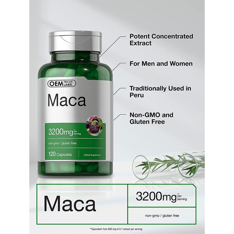 Maca Capsules - Manufacturer 2025 Hot 500Mg Weight Gain Hips Enlargment Black Pepper