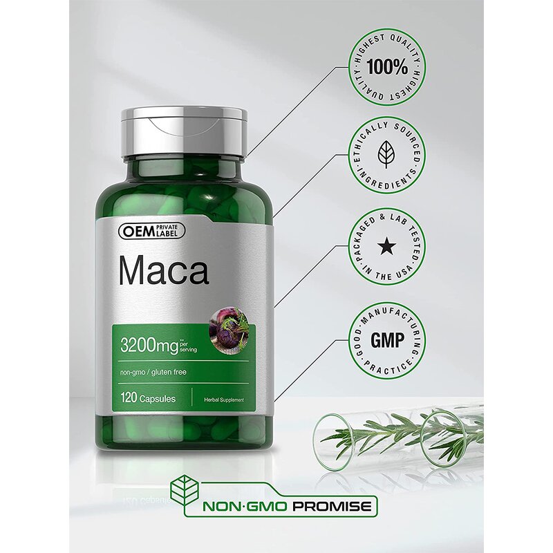 Maca Capsules - Manufacturer 2025 Hot 500Mg Weight Gain Hips Enlargment Black Pepper