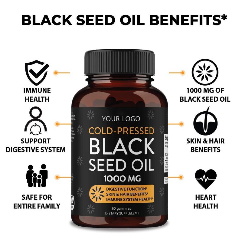 Black Seed Oil Gummies - Manufacturer Private Label Bear Sugar Free Blueberry Honey