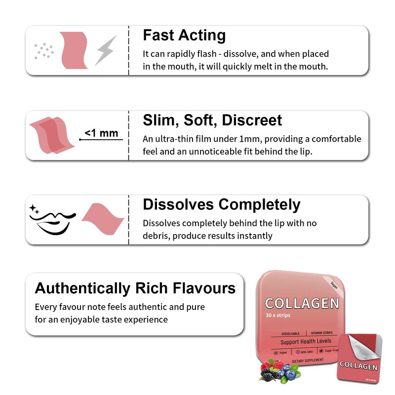 Glutathione Oral Strips - Manufacturer Hot Sales Skin Whitening Vitamin C Collagen