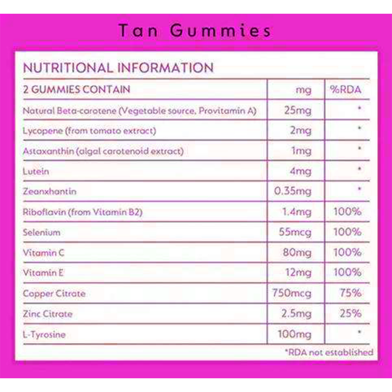 Tanning Gummies - Manufacturer Vegan Beta-Carotene Astaxanthin Sun UV Protection Tan