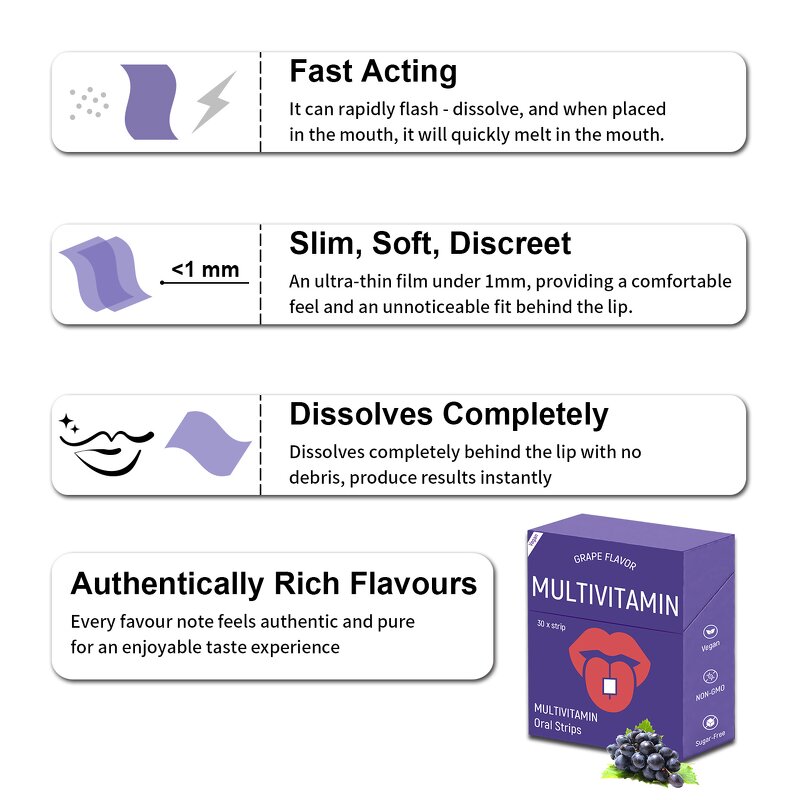 Multivitamin Strips - Manufacturer OEM/ODM Mineral Immunity Vegan Fast Dissolving