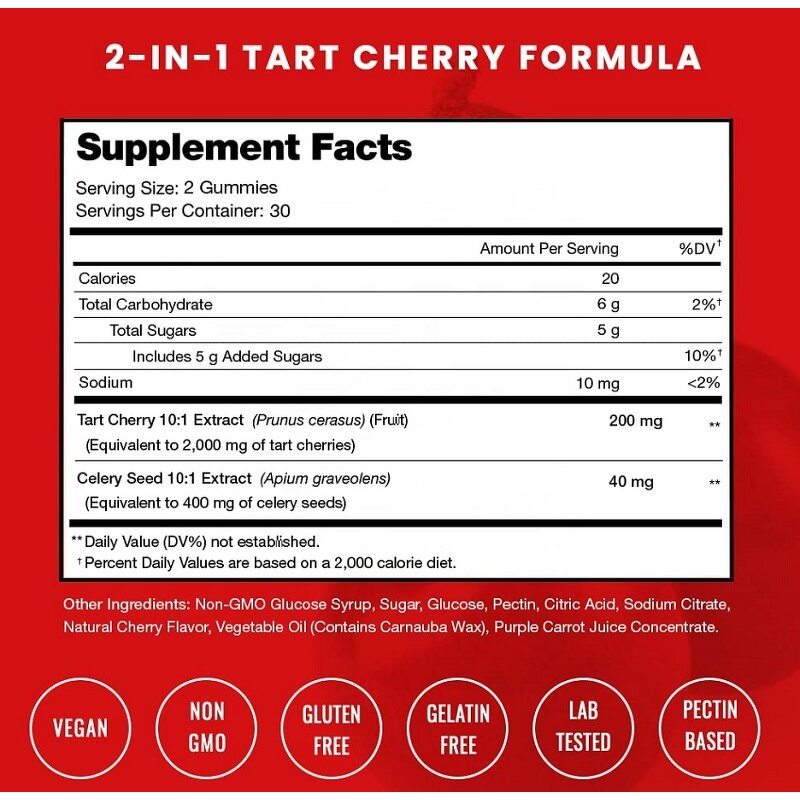 Uric Acid Gummies - Manufacturer 2025 Hot Acai Berry Tart Cherries Joint Circulation 60Ct