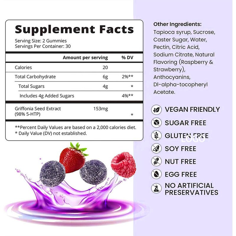 5-HTP Gummies - Manufacturer Natural Calcium L-Tryptophan Stress Relief Chews