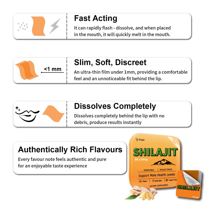 Shilajit Oral Strips - Manufacturer Customized Sugar-Free Fast Acting Himalayan