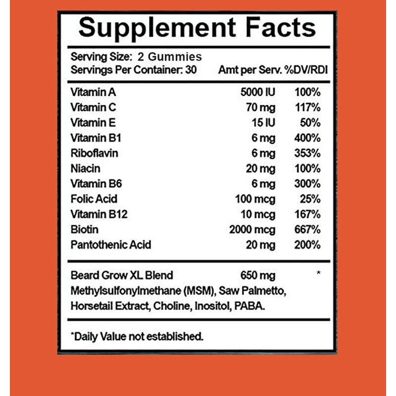 Beard Growth Gummies - Manufacturer Private Label Vitamin Gummy Candy Hair Beard Men