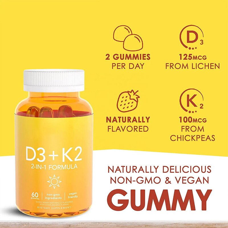 Vitamin D3 K2 Gummies - Manufacturer Vegan 10000IU Bone Health Vitamine K2 Gummy