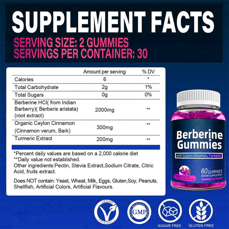 Berberine Gummies - Manufacturer HCL Ceylon Cinnamon Heart Health Immune Support