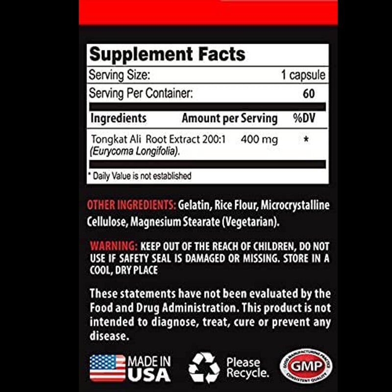Tongkat Ali Capsules - Manufacturer Private Label ODM 200:1 Organic Vegan Root Extract