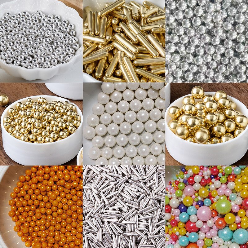 Cake Sprinkles Manufacturer - Wholesale Bulk Matte Halal Silver Gold Beads