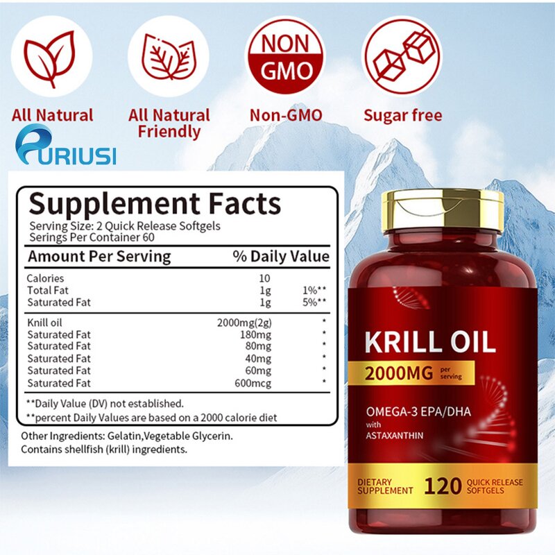 Krill Oil Softgel - Manufacturer OEM ODM 2000mg Bulk Dietary Supplement Private Label