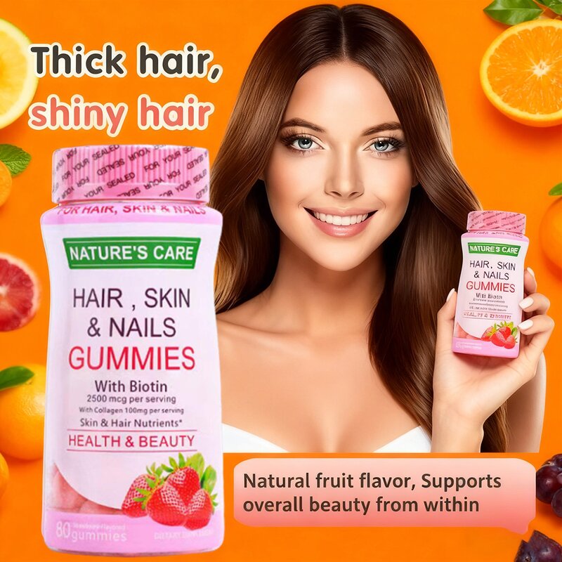 Biotin Collagen Gummies - Manufacturer Private Label Hair Nail Strawberry Whitening